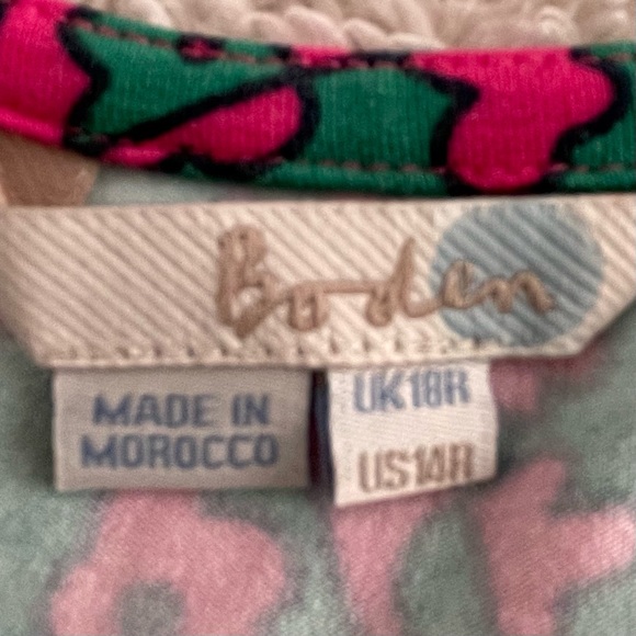 Boden Vibrant Pink & Green Floral Stretchy Maxi Dress Sz 14 Sleeveless Summer - Picture 13 of 13